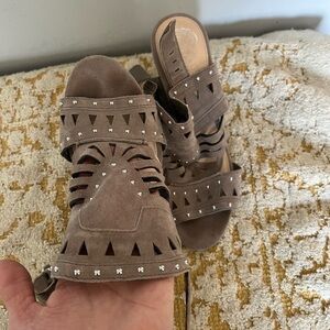 Vince Camuto Taupe Suede Studded Sandals